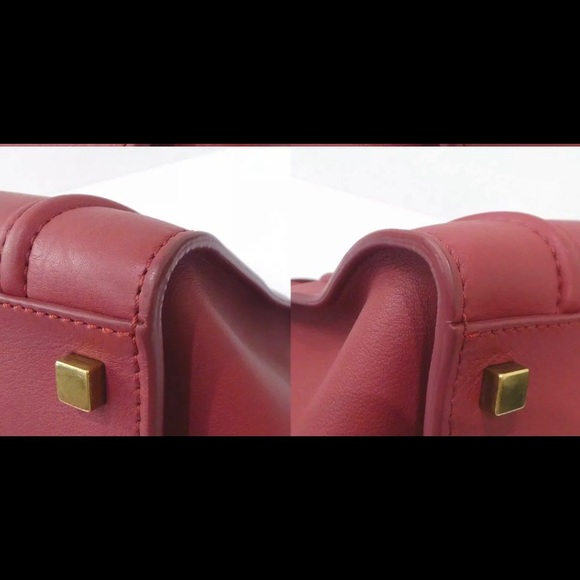 Authentic CELINE Leather Phantom Tote Hand Bag Red - Picture 6 of 12